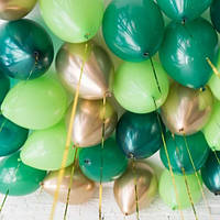 Набір 25 кульок під стелю Ліани Темно-зелений салатовий і золото