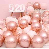 Набір 25 повітряних кульок Кришталева пісня Рожеве золото та пудра