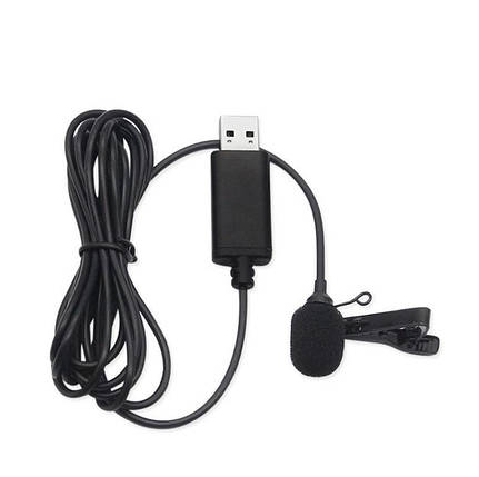 Мікрофон петличний USB інтерфейс plug and play 1.5 метра, фото 1