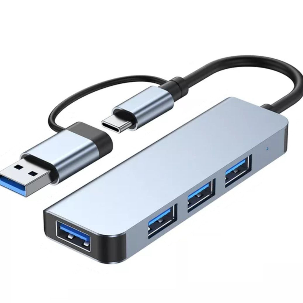 USB ХАБ 3-Port USB 2.0 + USB 3.0 Mini Hub в алюмінієвому корпусі для комп'ютера ноутбука