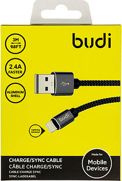 Кабель USB > Lighting Budi 2.4A 3м №DC 206L30B-BLK