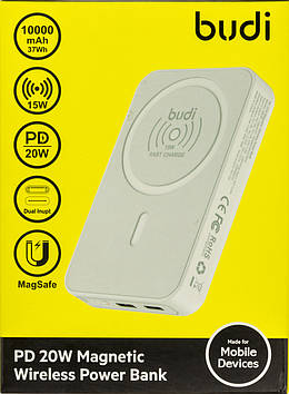 УМБ Budi Power Bank 10000mAh 20W white +безпровідна зарядка №PB081W/Breidon/