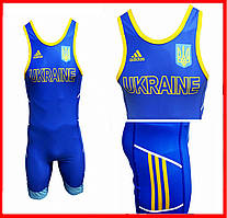 Трико борцівське для боротьби ADIDAS одностороннє блакитне для борців костюм трико для боротьби