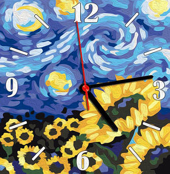 Картина за номерами годинник Зіркова ніч ArtStory (ASG020) 30х30см