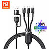 Кабель McDodo 100W 3-in-2 для передавання даних і заряджання USB, Type-C, Lightning, Micro, фото 3