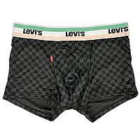 Чоловічі труси Levis, приємний гладкий матеріал, колір темно-сірий у шахову карту