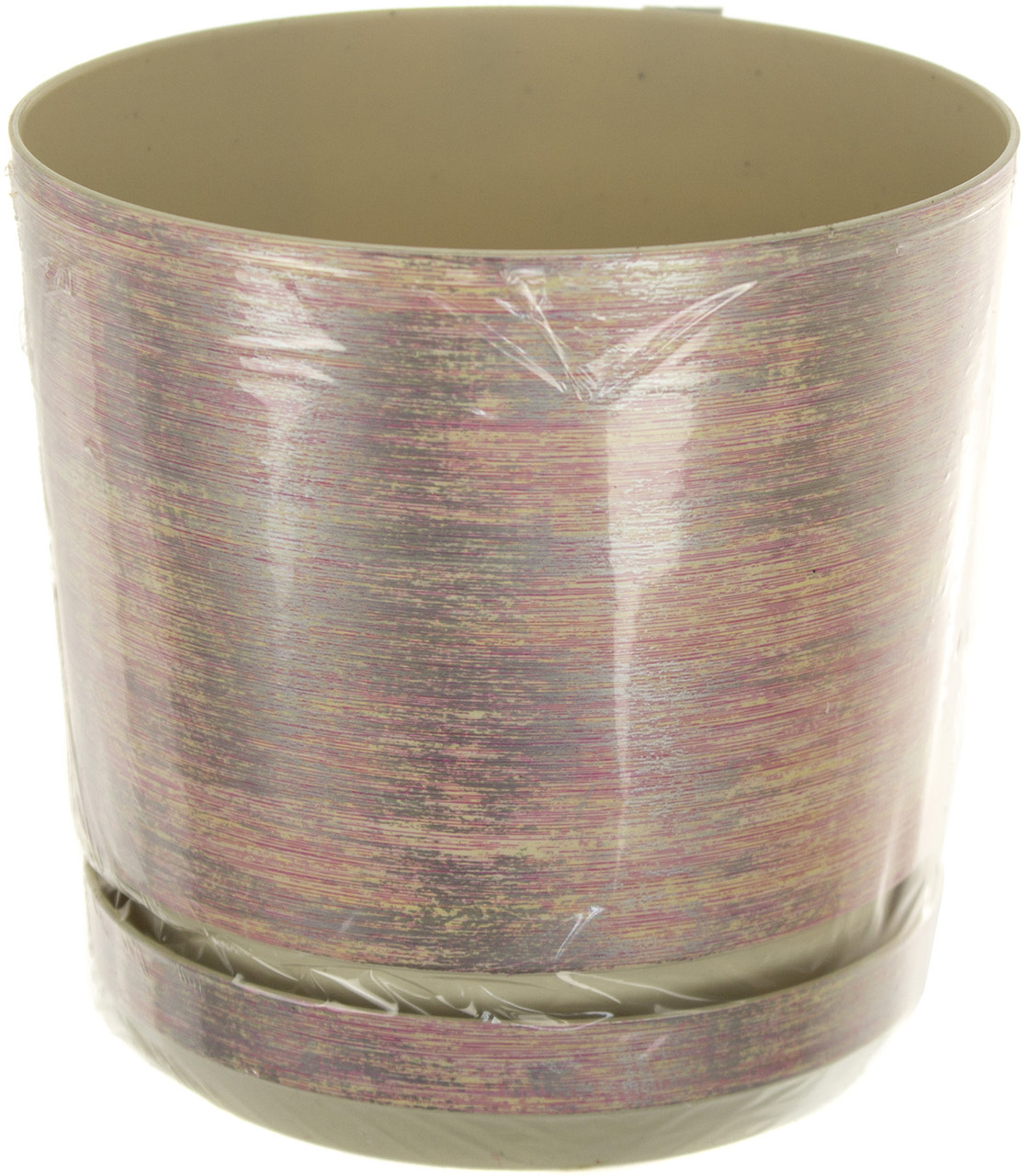 Горщик квітковий пластиковий d125мм-47,v-1,4л рожево-срібний(10)