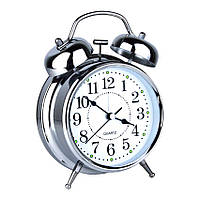 Часы настольные Clock с будильником Моен Классик Тихий ход 16х11,5х5,5 см Стальной (16284)