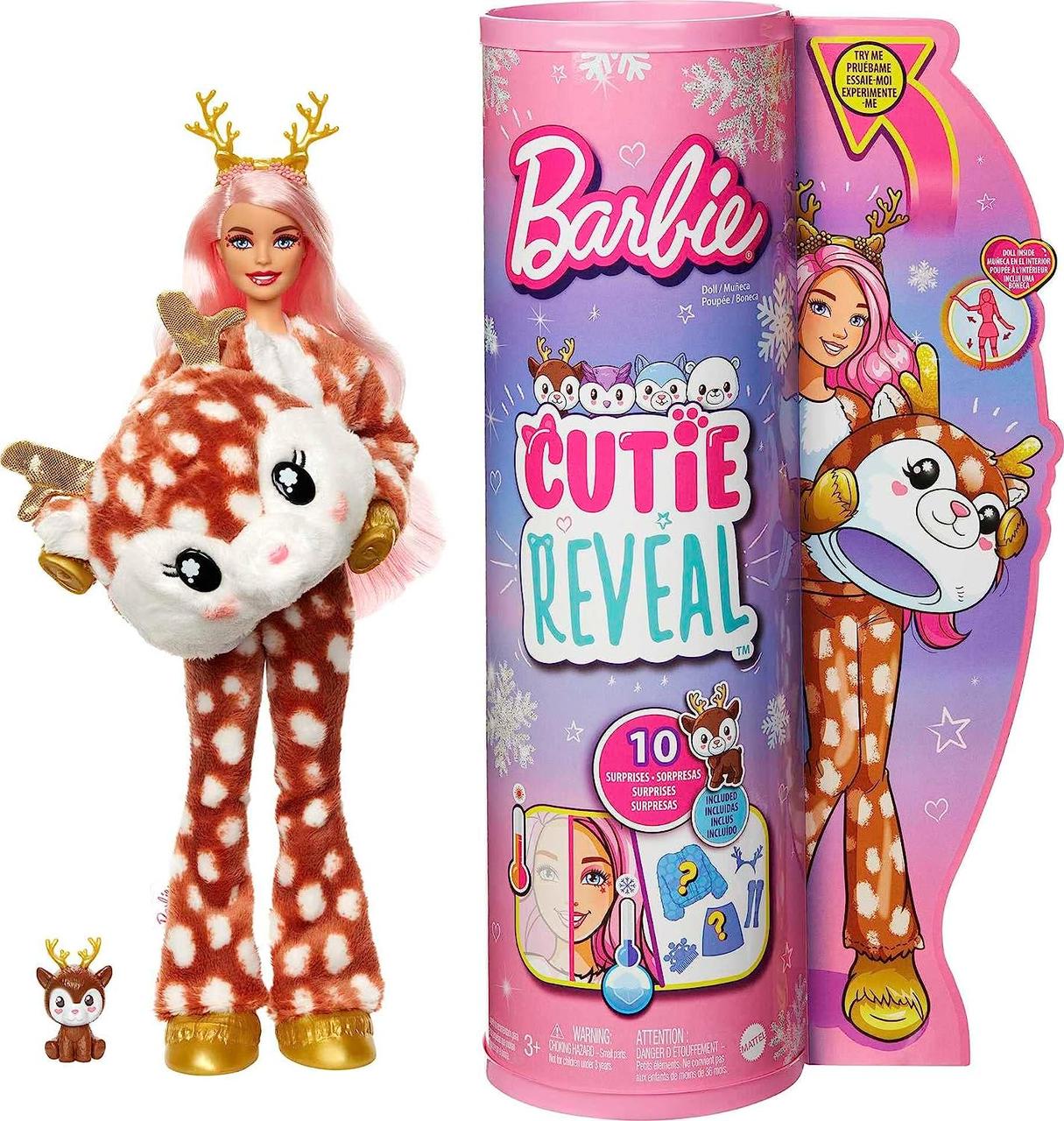 Уцінка Лялька Барбі Сюрприз у костюмі Олена Barbie Doll, Cutie Reveal Deer Plush Doll HJL61