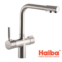 Змішувач для кухні Haiba HANS 021 з вих. для питної води (колір нерж. сталь) (HB0817)