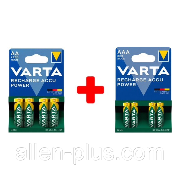 Набір акумуляторів Varta R2U AA 2400 мА·год + ААА 800 мА·год 4+4 шт.
