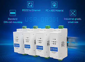 Перетворювач порту RS232 в Ethernet USR-DR301 на дин рейку