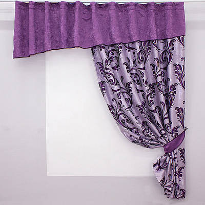 Кухонний комплект (270х170см.) шторка з ламбрекеном. Колір фіолетовий. Код 097к 50-932