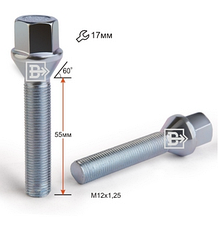 Болт C17B55 Z M12X1,25X55 Цинк Конус із виступом ключ 17 мм