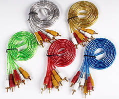 Кабель 3 RCA-3 RCA 1,5 м в силіконі перехідник