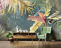 Зелень фото обои 368 x 280 см Цветы - Экзотические тропические листья (13790P10)+клей