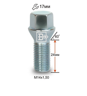 Болт C17D24 Z M14X1.50X24 Цинк Конус с выступом ключ 17 мм