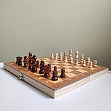 Набір ігор Шахи шашки нарди 3 в 1 дерев'яні ZELART Шахова дошка 29 x 29 см (W7722), фото 6