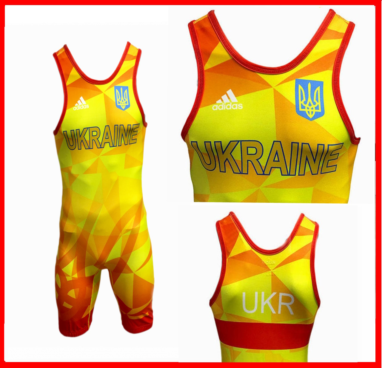 Трико борцівське для боротьби ADIDAS жовте одностороннє чоловіче для борців костюм одяг для вільної боротьби