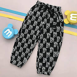 Дитячі штани на гумці з літерами Чорні 4282214, 139, Чорний, Унісекс, Весна Літо, 98