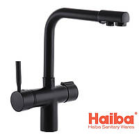 Змішувач для кухні Haiba HANS 021 з вих. для питної води (чорний) (HB0820)
