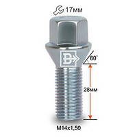 Болт C17D28 Z M14X1.50X28 Цинк Конус с выступом ключ 17 мм