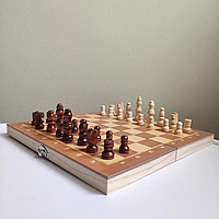 Набір ігор Шахи шашки нарди 3 в 1 дерев'яні ZELART Шахова дошка 29 x 29 см (W7722)