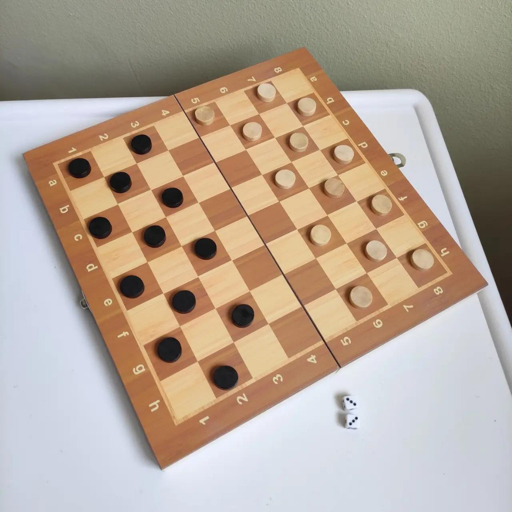 Набор игр Шахматы, шашки, нарды 3 в 1 деревянные Zelart Шахматная доска 34 x 34 см Коричневый (W7723) - фото 7 - id-p1766707371