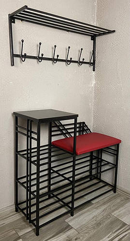 Прихожая кованая раздельная, банкетка и вешалка Комби ЛОФТ 80 см, цена ...