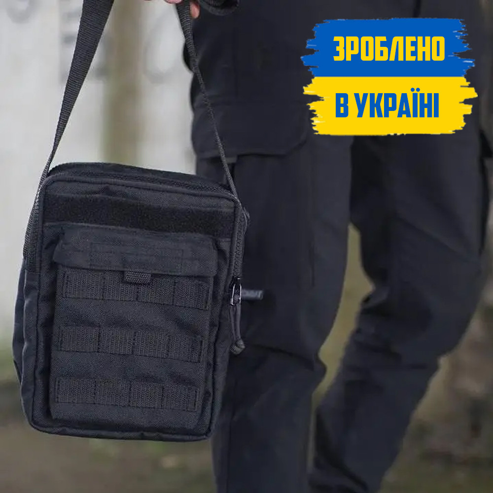 Підсумок сумка тактична месенджер JACK чорна з водовідштовхувальної тканини