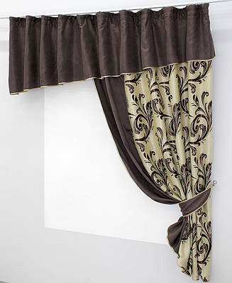 Кухонний комплект (270х170см.) шторка з ламбрекеном. Колір венге з бежевим. Код 097к 50-929