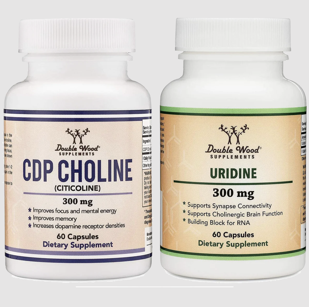 Double Wood  CDP Chоline + Uridine Combo /  CDP Холін 60 капсул + Уридин Підтримка конгітивних функцій