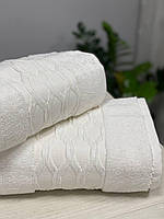 Турецкие полотенца для бани. Белые банные полотенца махровые большое 140х70см и полотенце для лица 90х40