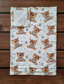 Багаторазова дитяча непромокальна пелюшка 100 х 70 см, бавовна + мембрана + бамбукова махра BST Білий+Бежевий