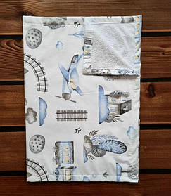 Багаторазова дитяча непромокальна пелюшка 100 х 70 см, бавовна + мембрана + бамбукова махра BST Сірий+Блакитний