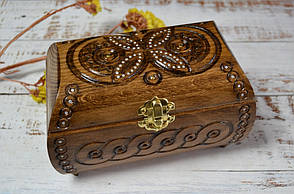 Скринька різьблена, з міддю I Скринька дерев'яна ручної роботи