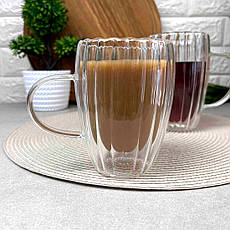 Висока чашка з подвійними стінками 300 мл Wave із боросилікатного скла, фото 4