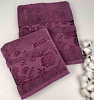 Набор полотенец 2шт Bridge Collection Model-4 Фиолетовый в фирменной коробке