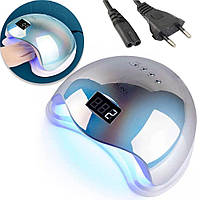Настольная маникюрная лампа для ногтей LED+UV SUN 5 MIRROR 48W, Зеркальная Голубая / Лампа для маникюра