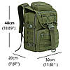 Рюкзак тактичний на 40л (48х30х23 см) M-09, Оливковий / Рюкзак для кемпінгу із системою Molle, фото 10