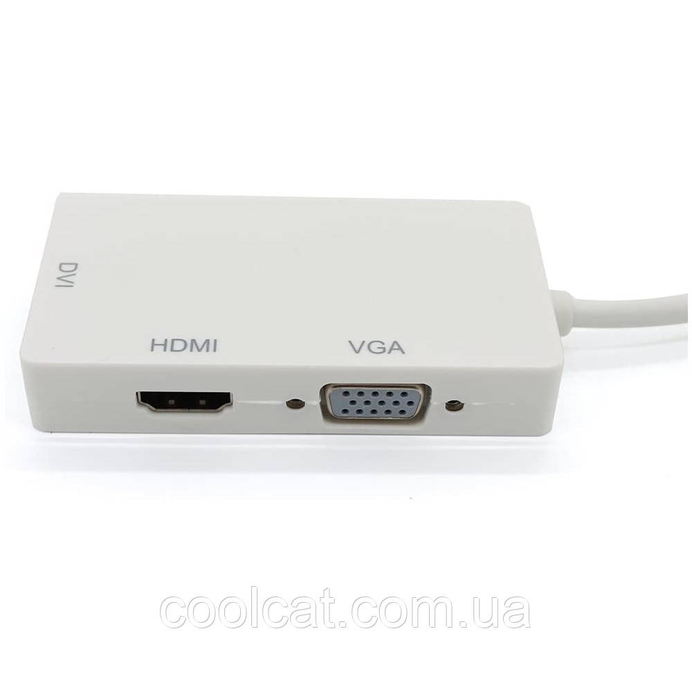 Конвертер адаптер 3в1 Mini DisplayPort на HDMI, DVI, VGA / Переходник на HDMI 4K/2K / Преобразователь 3в1 - фото 5 - id-p1807568536