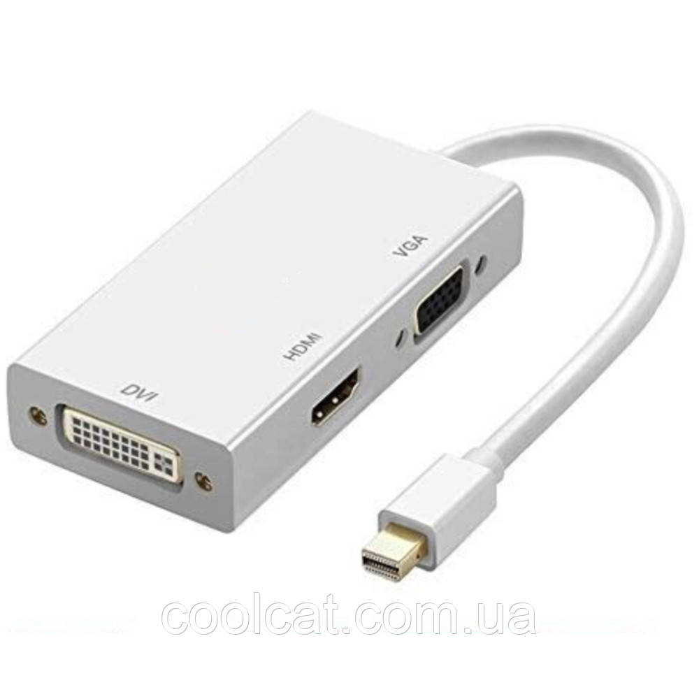 Конвертер адаптер 3в1 Mini DisplayPort на HDMI, DVI, VGA / Переходник на HDMI 4K/2K / Преобразователь 3в1 - фото 7 - id-p1807568536