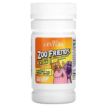 Жувальні вітаміни Zoo Friends with Extra C 21st Century 60 Chewable Tablets, фото 2