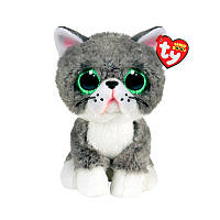 Детская игрушка мягконабивная TY Beanie Boos 36581 Серый котик "FERGUS", World-of-Toys