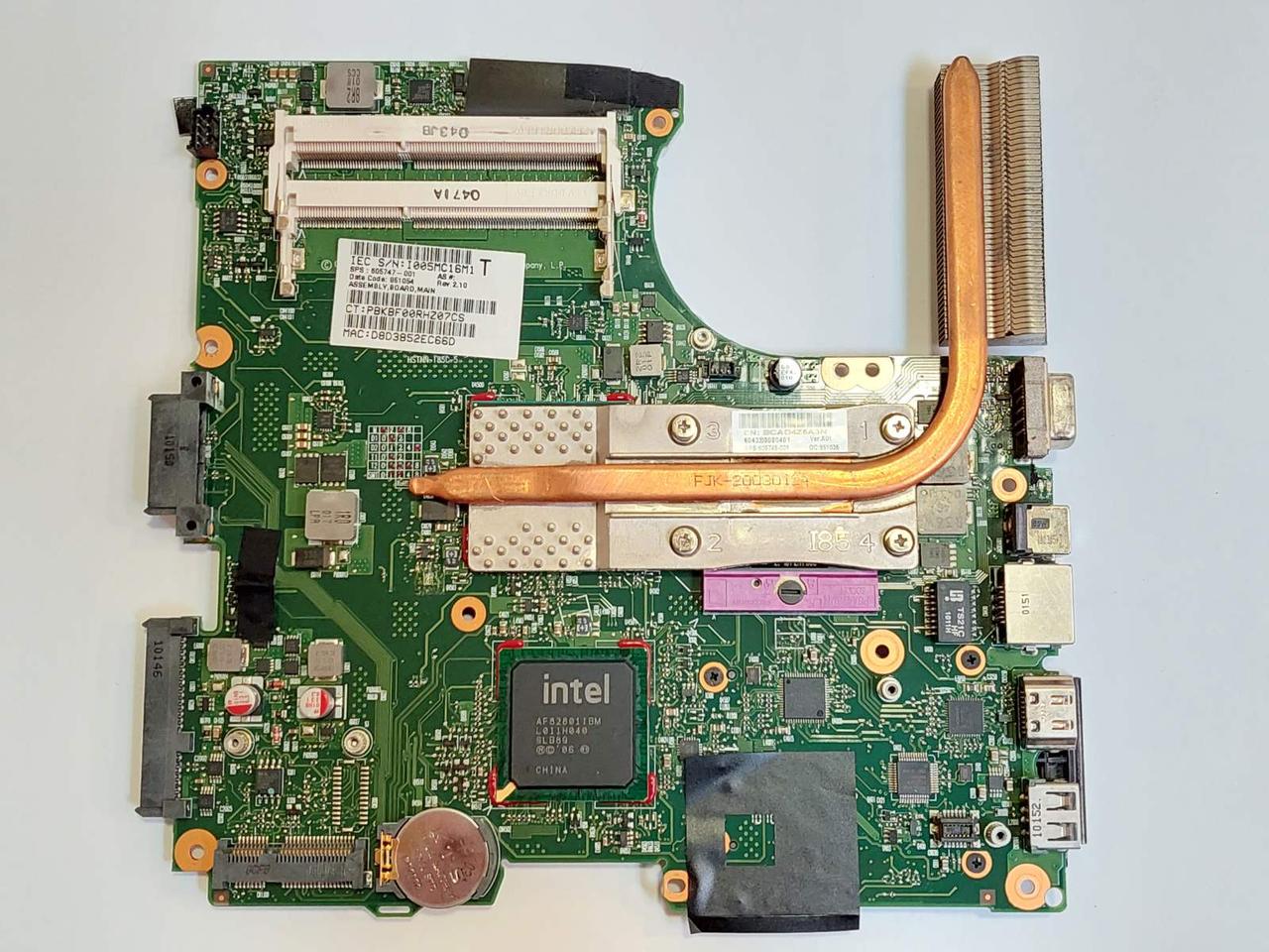 Б/В материнська плата для HP 620, 625 + CPU Intel T6570 (SPS605747001