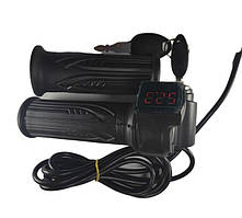 Ручка газу з ключем для електровелосипеда 12-72V з вольтметром чорна пластикова