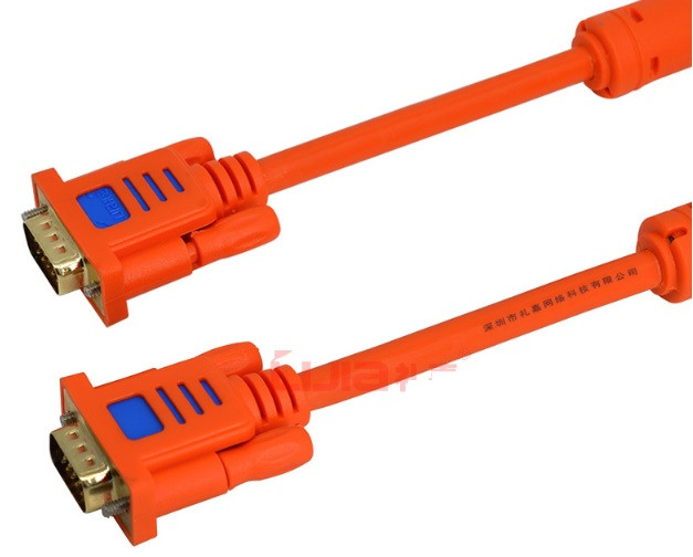 Кабель Merlion VGA 3+6 lIJIA PREMIUM 3,0m, male to male (тато-па), 2 ферити, ORANGE, кульок 1080P Q150