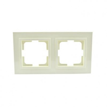 Рамка для розетки 2 пости Mono Electric DESPINA кремова, фото 1