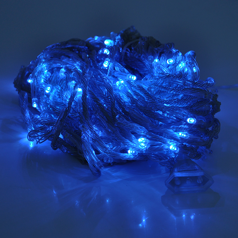 Гірлянда 500LED (Водоспад) Blue, 8 режимів, 3*2 метра, прозора ізоляція, BOX