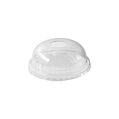 Кришка під PET стакан купольна з отвором 100шт/уп прозора / Купольні кришки для стаканів